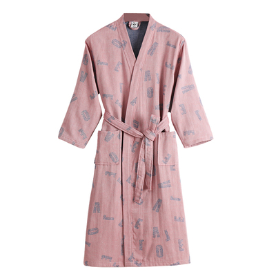 四层纯棉纱布浴袍四季中厚款浴衣