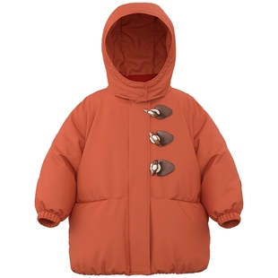【三防】papa爬爬冬季儿童鹅绒羽绒服男女童加厚保暖长款红色外套
