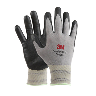 3M舒适型手套工地干活搬运防滑耐磨户外作业电焊防护防切割园艺工作防水舒适透气丁腈涂掌浸胶劳保防护手套