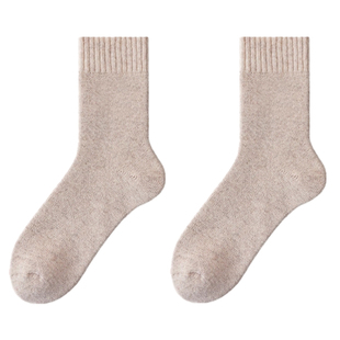 猫人98羊毛厚袜子男士女冬季保暖加绒加厚东北老人抗寒中筒羊绒袜