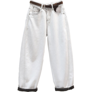 冬季加绒加厚老爹牛仔裤女2025新款高腰显瘦萝卜裤休闲百搭哈伦裤