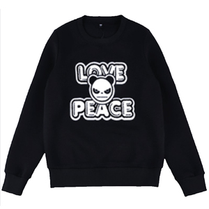 Hipanda你好熊猫女款LOVE&PEACE空气棉卫衣长袖圆领套头衫潮牌