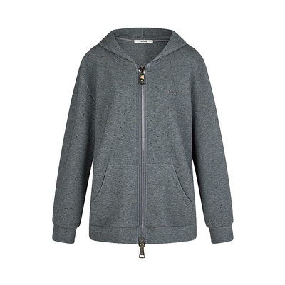 none石墨灰双头拉链宽松外套