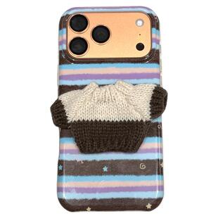 由里公园ins韩系秋冬创意条纹立体针织毛衣17适用17pro苹果17ProMax手机壳iPhone16全包14新款16Promax保护套