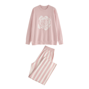 PJM INMARCH 秋冬新款双面云朵绒软糯睡衣套装女保暖可外穿家居服