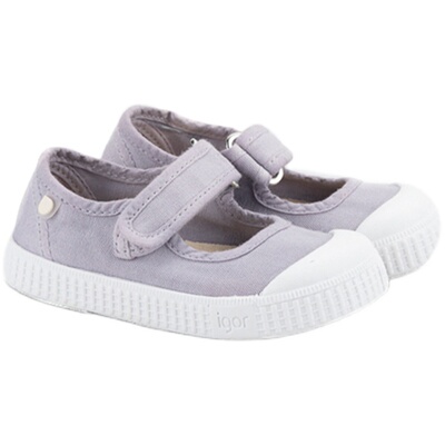 igor西班牙新款春季儿童做旧双魔术贴帆布鞋一脚蹬男女童鞋子板鞋