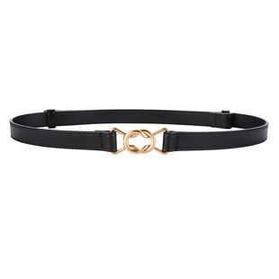 简束法式蝴蝶结纯牛皮女士真皮细皮带可调节百搭牛仔裤牛皮腰带女