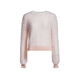 OCHIRLY欧时力珠片纱针织毛衣女 灯笼袖设计感上衣2024新款春装