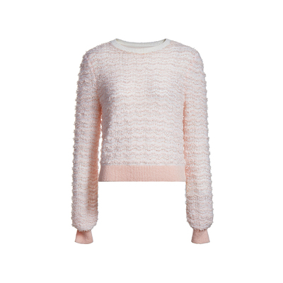 OCHIRLY欧时力珠片纱针织毛衣女 灯笼袖设计感上衣2024新款春装