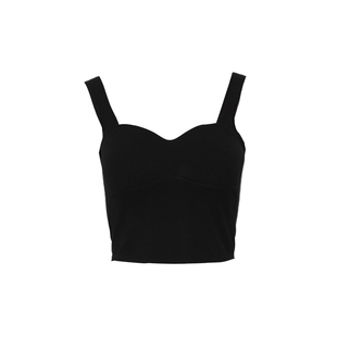DPLAY【惠品】无尺码黑色吊带背心女一体式免胸垫上衣2026年春季
