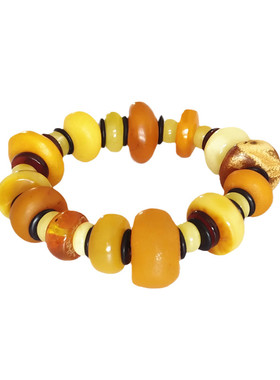 纯天然蜜蜡琥珀编织复古