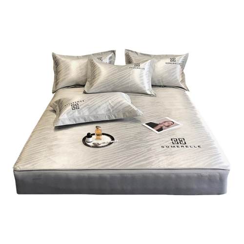 夏季轻奢风可水洗冰丝凉席三件套可折叠凉感床笠款床席款空调席子