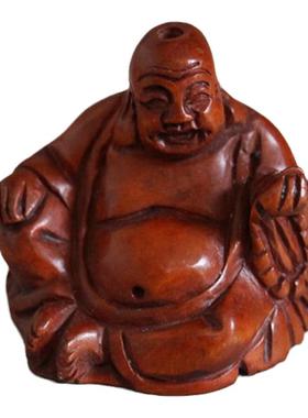 黄杨木雕摆件灵芝葫芦弥勒佛复古