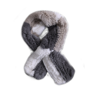 「獭兔毛皮草围巾」知性奶咖色交叉懒人围脖毛领子保暖女冬百搭男