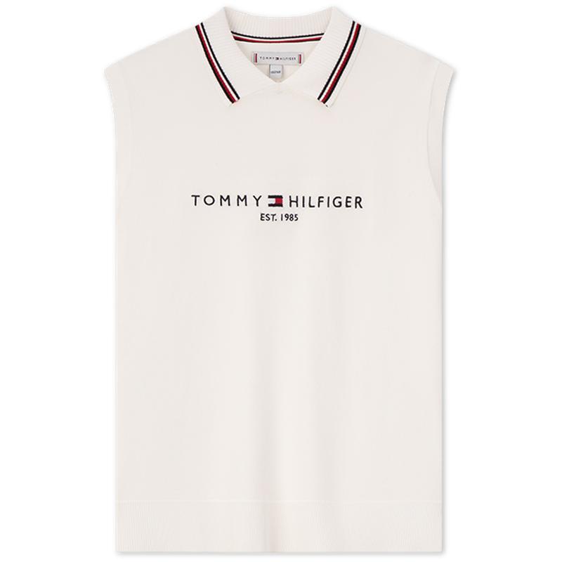 Tommy童装女无袖镶边POLO针织衫