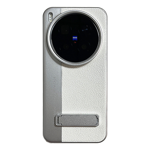 三只鱼【高档荔枝皮纹相机壳典雅白支架】适用vivox300pro/x200ultra手机壳新款网红小众防摔保护套男女奢华