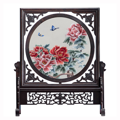 双苏绣台屏手工屏风双面刺绣