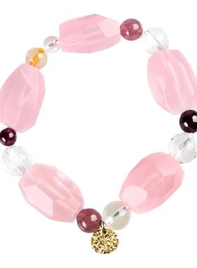 原矿粉水晶大块手链女