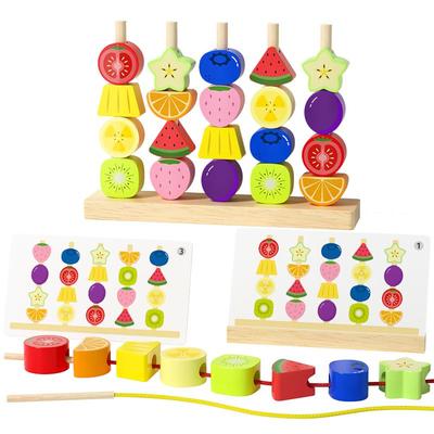蒙氏早教具水果套柱儿童益智拼装