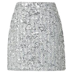【商场同款】糖力 银色星光短裙 精致亮片刺绣小香风A字半身裙女