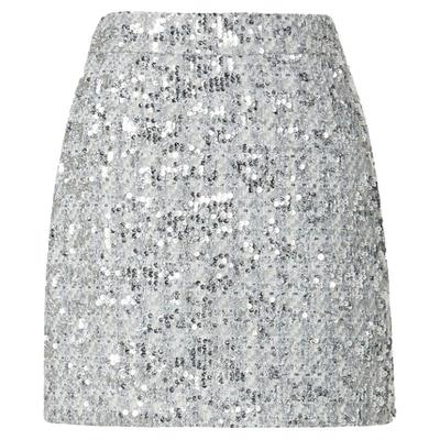 银色星光短裙刺绣小香风A字裙