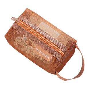 透明大容量复古彩色尼龙收纳包数据线耳机线可视多功能零钱包手机配件证件旅行外出数码充电器整理多用便携包