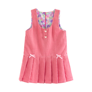 ILOVEJ童装25冬装女童灯芯绒背带裙粉色蝴蝶结公主裙/JWWOP23