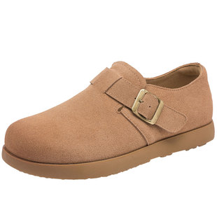 日泰女鞋真皮春秋新款复古勃肯鞋平底通勤单鞋百搭时尚软底休闲鞋