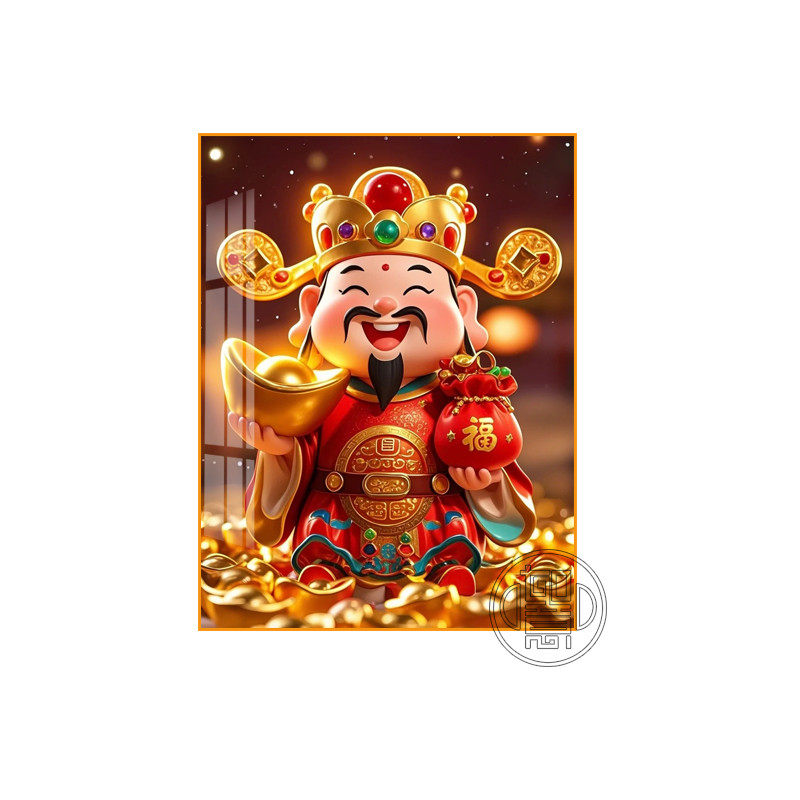 财神爷钻石画带框招财