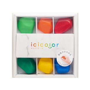 文房具社日本AOZORA icicolor彩色蜡笔创意儿童蜡笔石头块状6枚装