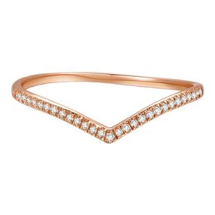 莱绅通灵珠宝 V字 18K金钻石戒指 钻戒女 排戒叠戴