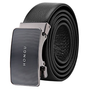 红谷男款皮带真皮商务自动扣腰带男头层牛皮休闲正装青年裤带送礼