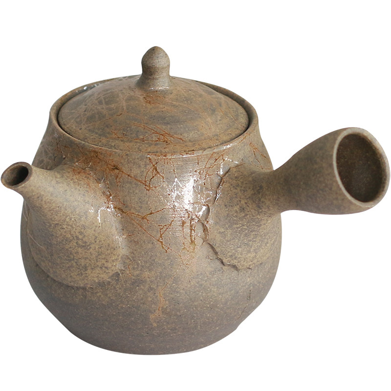 常滑烧手作藻挂陶侧把急须茶壶
