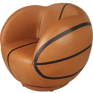 厂家直销简约创意皮艺成人运动篮球沙发懒人座椅可旋转现代艺术