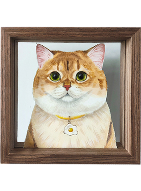 手绘宠物玻璃画像定制猫咪狗狗肖像彩色丙烯生日礼物照片定做纪念