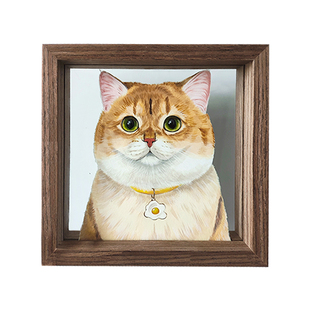 手绘宠物玻璃画像定制猫咪狗狗肖像彩色丙烯生日礼物照片定做纪念