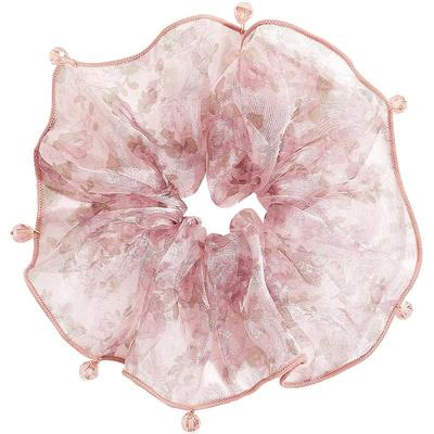 兰诺粉色碎花网纱大肠发圈女头花