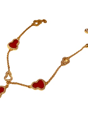 西大班红玛瑙葫芦通体S925银手链