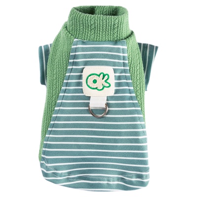秋冬季小狗狗衣服条纹可牵引打底衫比熊雪纳瑞小型犬宠物猫咪冬装