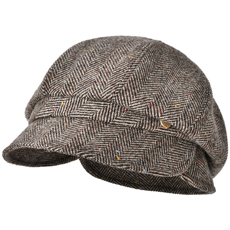 卡蒙秋冬女羊毛防风保暖报童帽