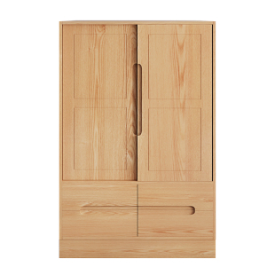 全实木大衣柜卧室家用中式红橡木儿童简易免安装可定制推拉门衣橱