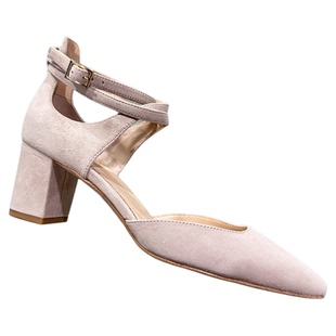 WHAT FOR女鞋粗跟尖头浅口包头脚腕绊带中跟半凉鞋女WFP118293