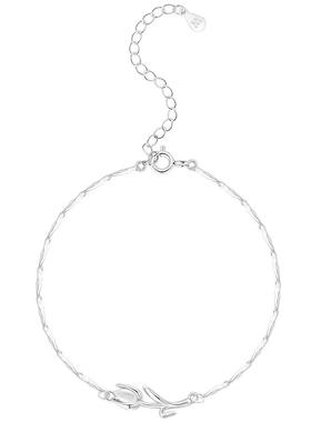 LNIEER女999足银国风手链郁金香