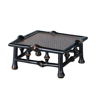 筇竹小茶台茶桌大漆竹编壶承桌面花架花台中式茶具收纳架子茶托
