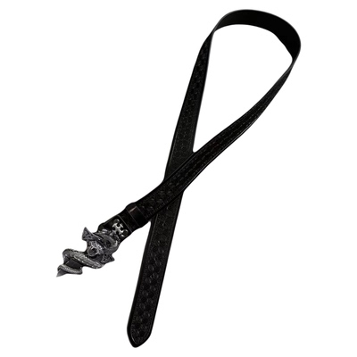 DFDG哥特灰蟒银蛇金属雕花腰带