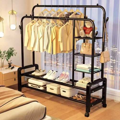 落地晾衣架双杆卧室室内家用型多功能挂衣架衣帽间简易卧室晾衣架