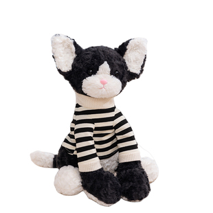 毛衣德文猫玩偶黑猫毛绒玩具卷毛猫咪公仔女睡觉抱枕娃娃生日礼物
