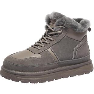 百丽男鞋北海道雪地靴男士冬季加厚保暖东北棉鞋加绒短靴A1751DD4