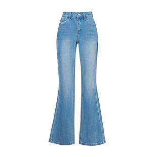 SJOG这条好显翘臀!修身微喇牛仔裤女春季九分提臀显瘦喇叭裤子