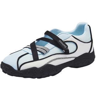 达芙妮蓝色运动玛丽珍女厚底2026新款夏季透气芭蕾单鞋运动德训鞋